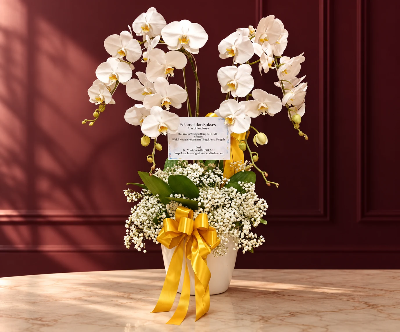 Rangkaian bunga anggrek Toko Anggrek Semarang lini khusus Manggar Florist